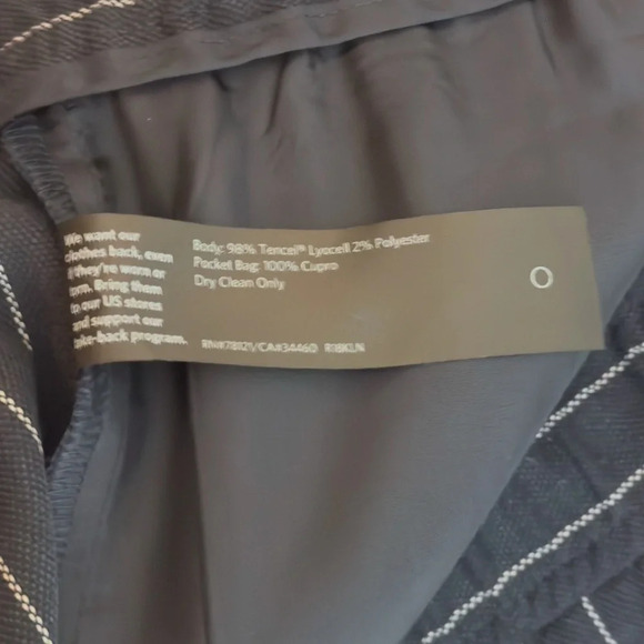 Eileen Fisher Indigo Pinstripe Crop Pants Large Wide Leg Tencel Blend Navy White - Picture 8 of 8